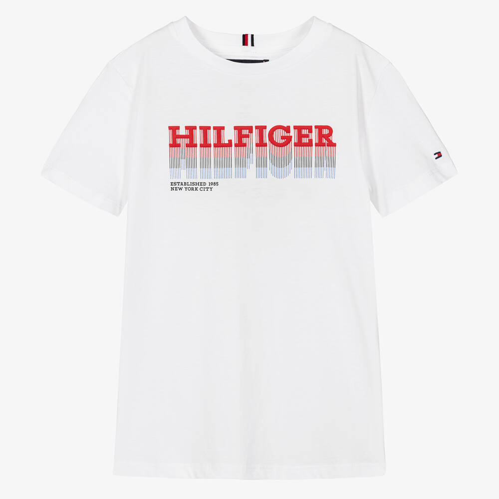 Tommy Hilfiger - Teen Boys White Cotton Monotype T-Shirt | Childrensalon