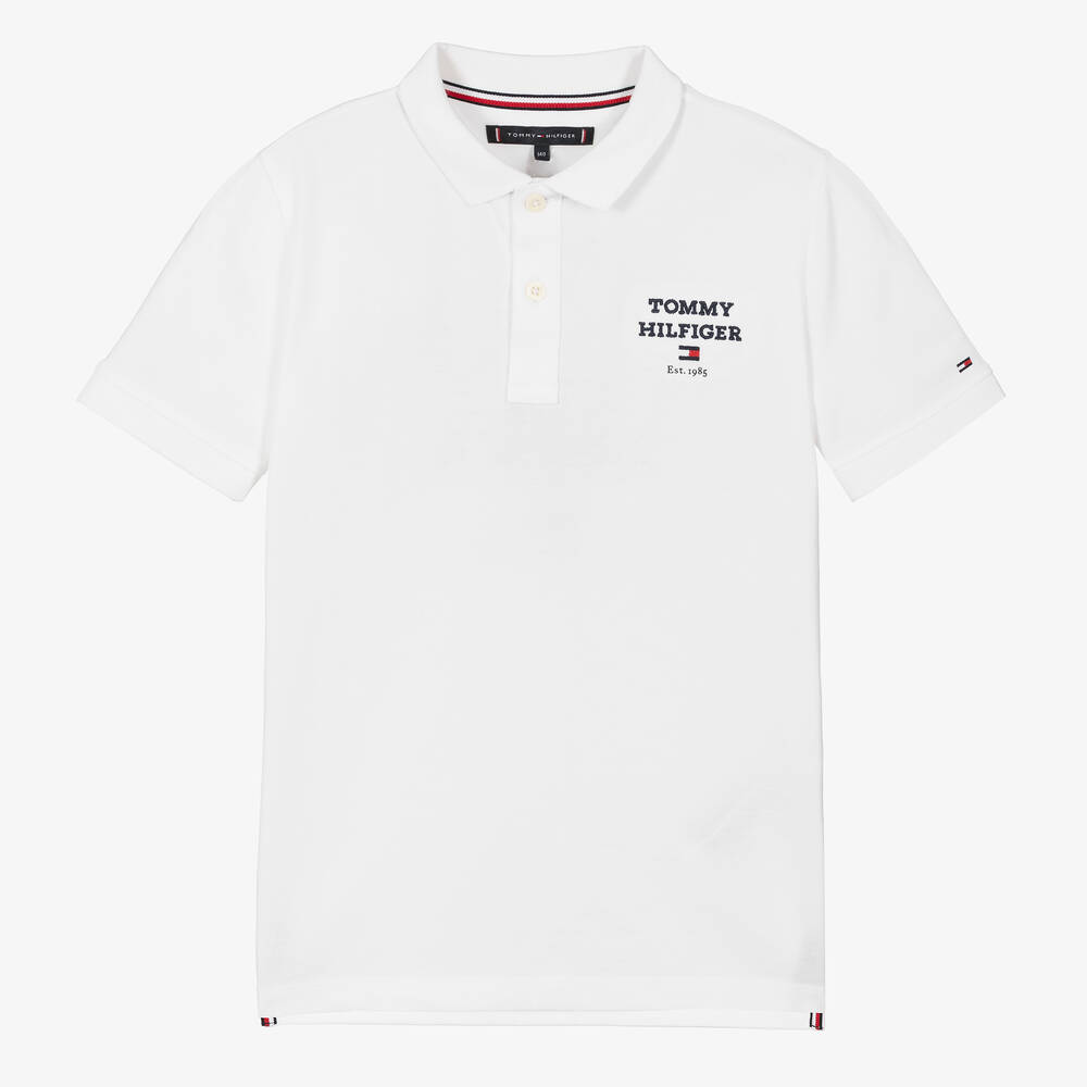 Tommy Hilfiger - Белая рубашка поло из хлопка для подростков | Childrensalon