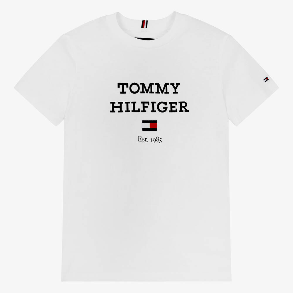 Tommy Hilfiger - Teen Boys White Cotton T-Shirt | Childrensalon