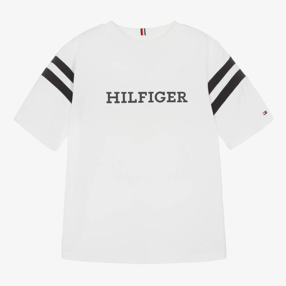 Tommy Hilfiger - T-shirt blanc en coton ado garçon | Childrensalon