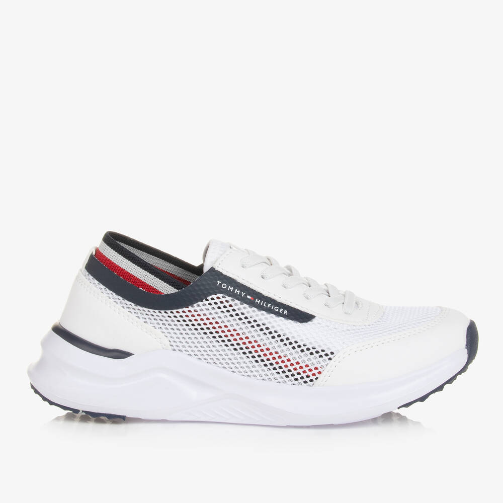 Tommy Hilfiger Teen Boys White Mesh Slip-on Trainers