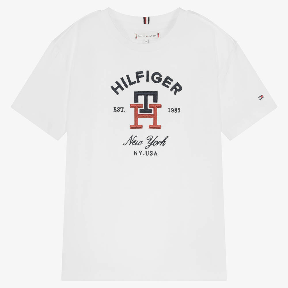 Tommy Hilfiger Teen Boys White Monogram Logo T-shirt
