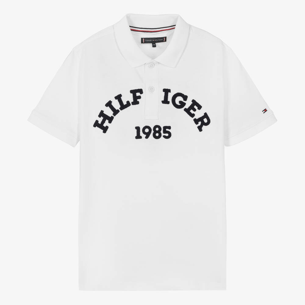 Tommy Hilfiger - Teen Boys White Organic Cotton Polo Shirt | Childrensalon