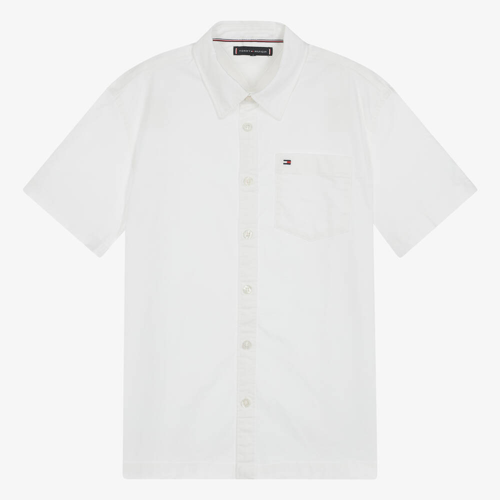 Tommy Hilfiger - Teen Boys White Oxford Cotton Shirt | Childrensalon