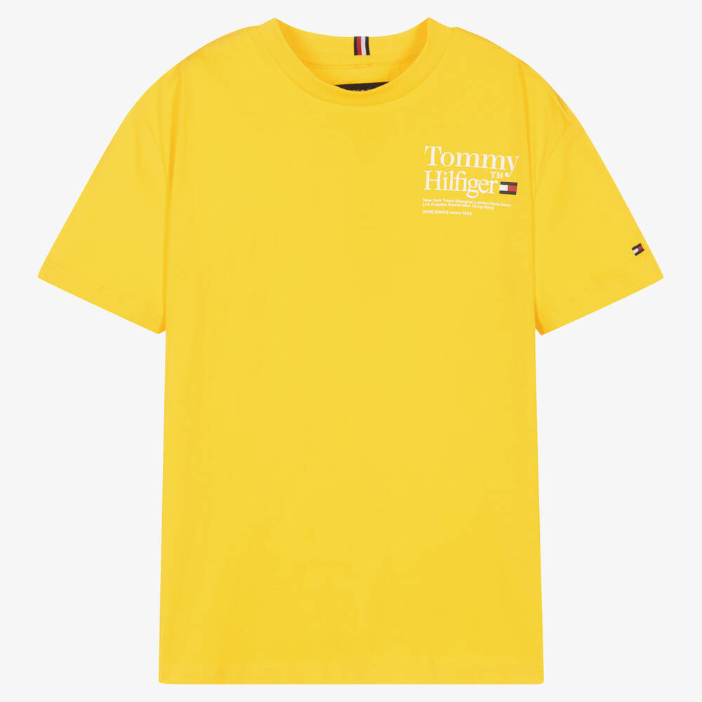 Tommy Hilfiger Teen Boys Yellow Cotton Logo T-shirt