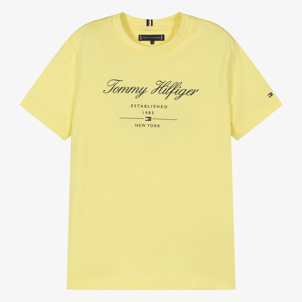 Tommy Hilfiger - تيشيرت قطن لون أصفر للمراهقين | Childrensalon