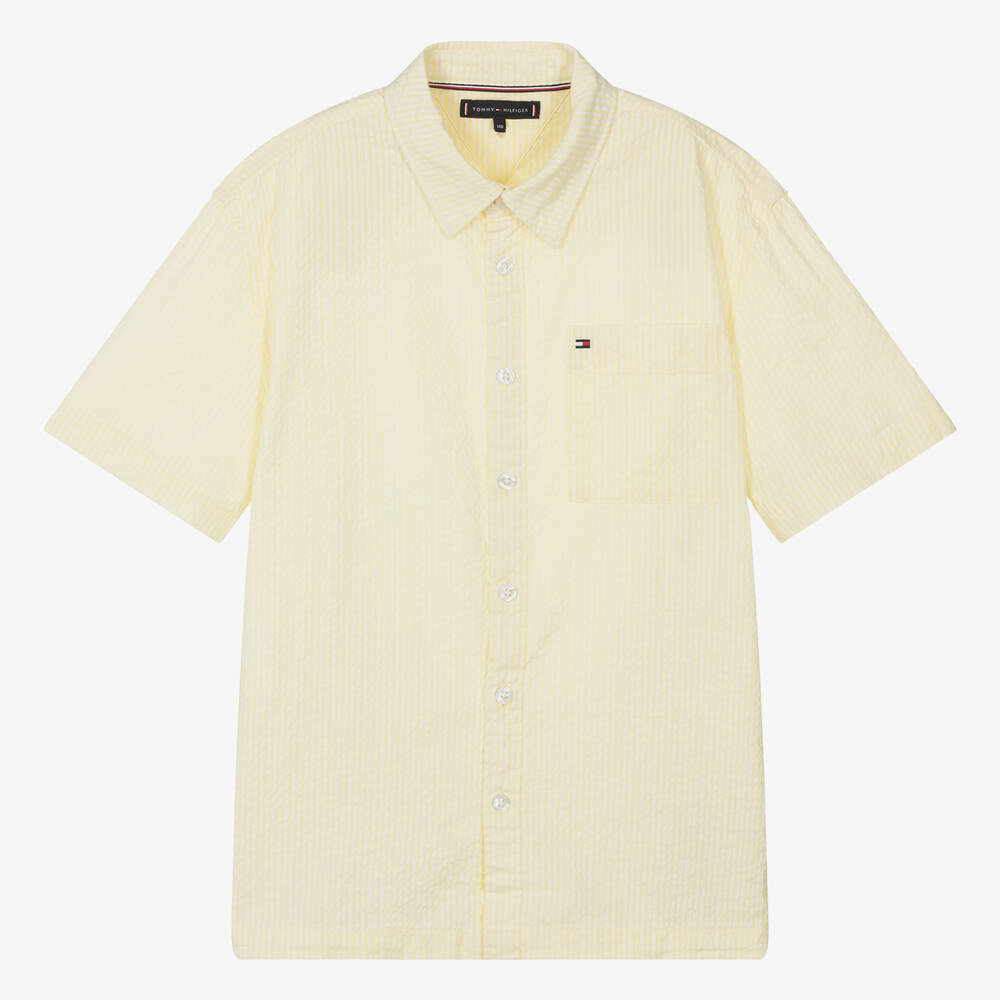 Tommy Hilfiger - Teen Boys Yellow Striped Seersucker Shirt | Childrensalon