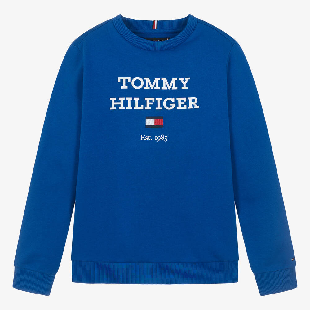 Tommy Hilfiger - Sweat-shirt bleu cobalt en coton ado | Childrensalon