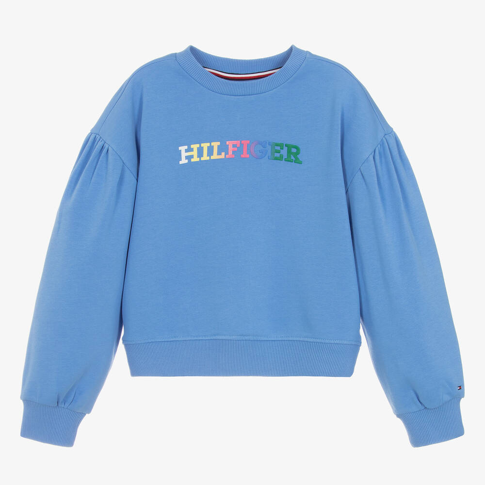 Tommy Hilfiger - Teen Girls Blue Cotton Sweatshirt | Childrensalon