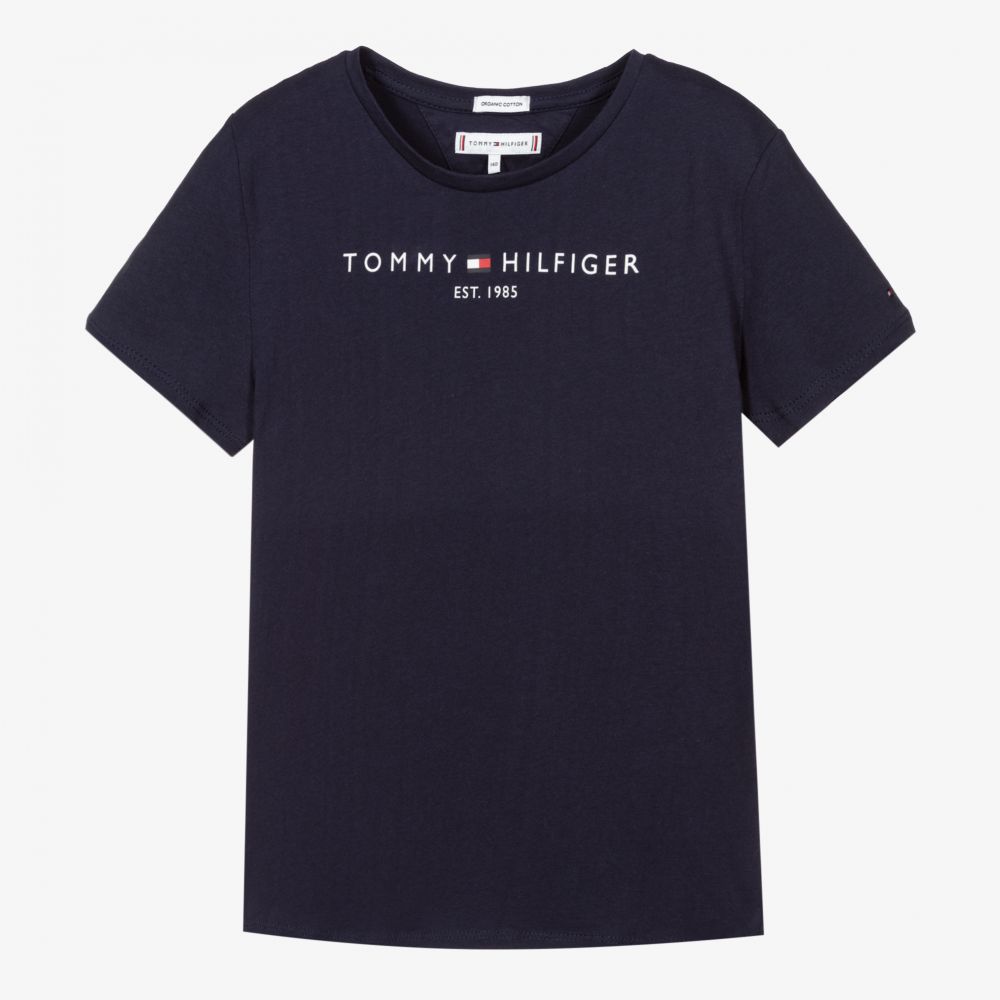 Tommy Hilfiger - تيشيرت تينز بناتي قطن عضوي لون كحلي | Childrensalon