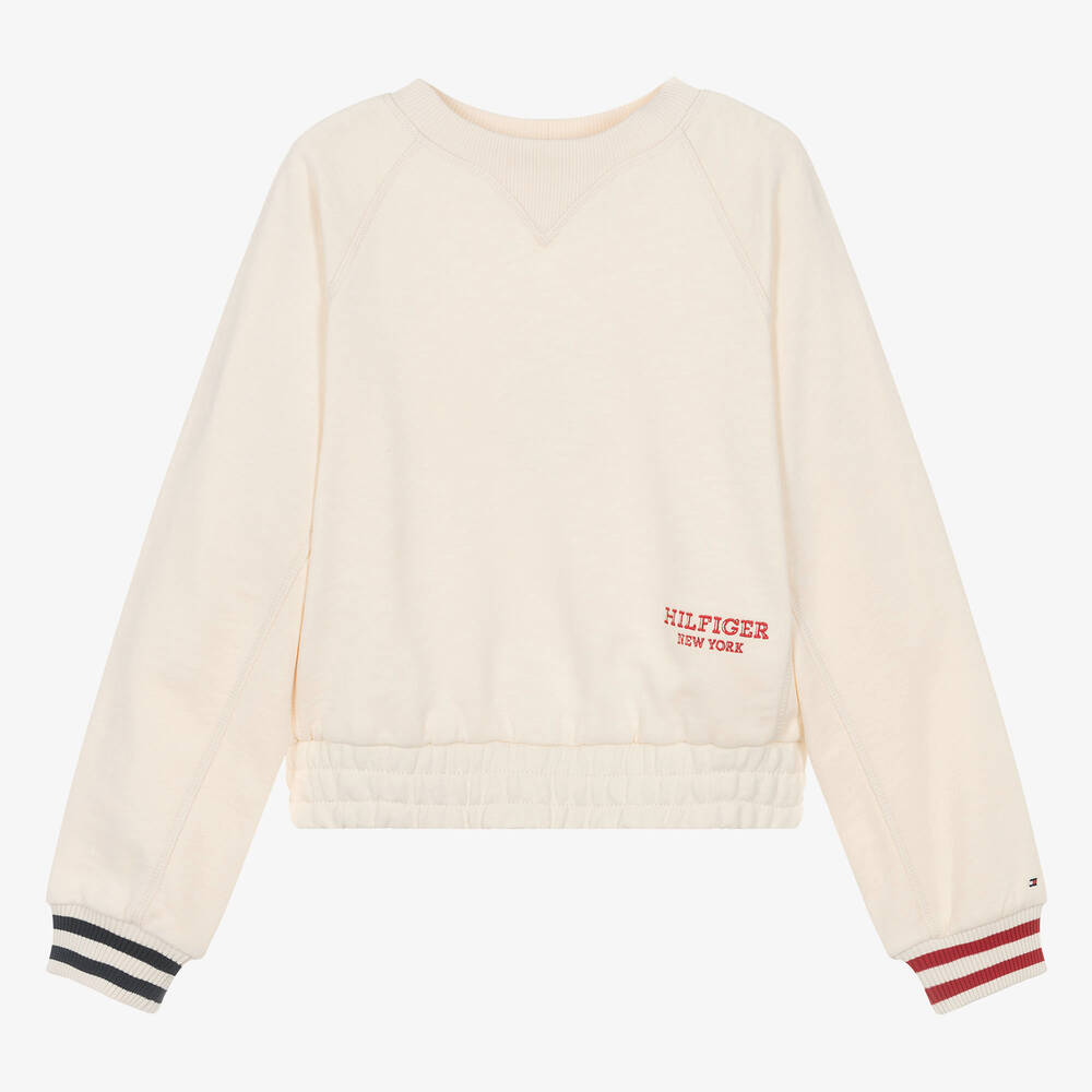 Tommy Hilfiger - Sweat-shirt ivoire en coton ado fille | Childrensalon