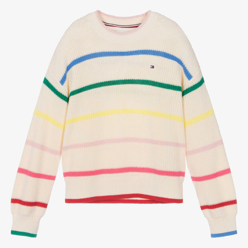 Shop Tommy Hilfiger Teen Girls Ivory Organic Cotton Sweater