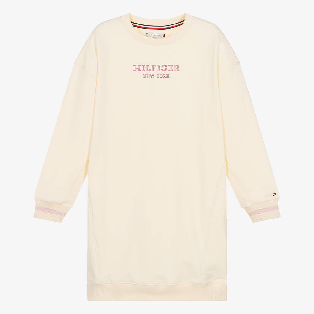 Tommy Hilfiger Teen Girls Ivory Sweatshirt Jersey Dress