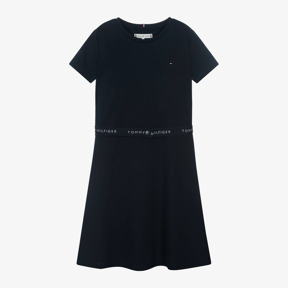Tommy Hilfiger - فستان مودال جيرسي لون كحلي مع حزام للمراهقات | Childrensalon