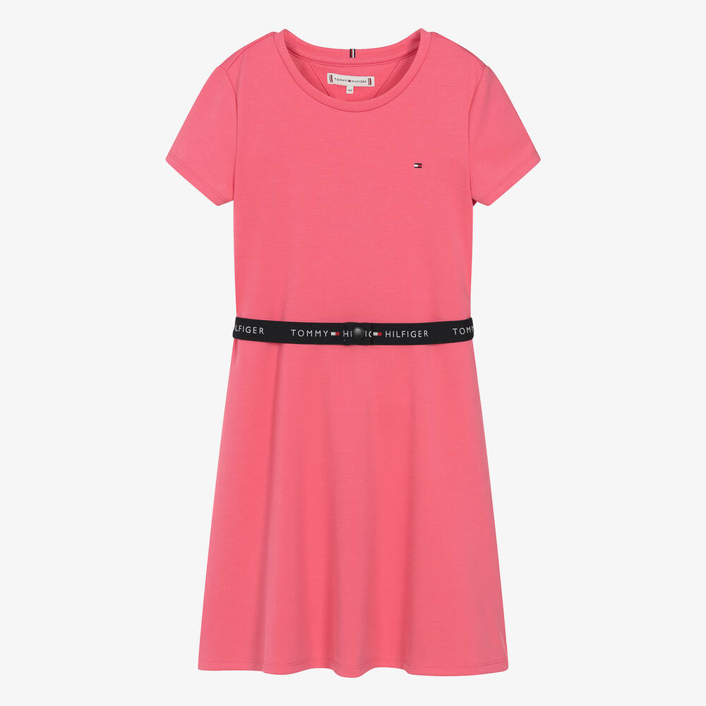 Tommy Hilfiger - Teen Girls Pink Belted Skater Dress | Childrensalon