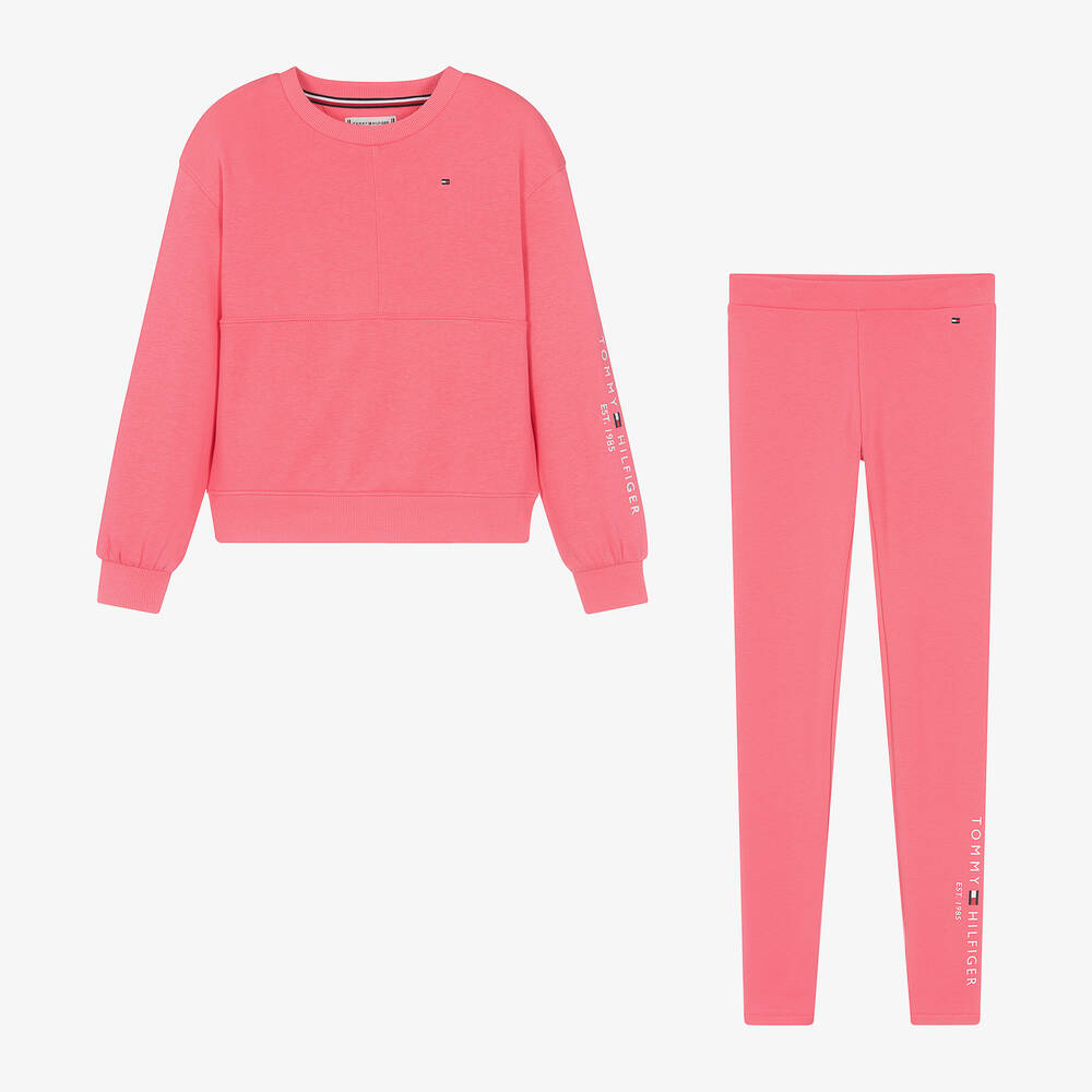 Tommy Hilfiger - Teen Girls Pink Cotton Leggings Set | Childrensalon