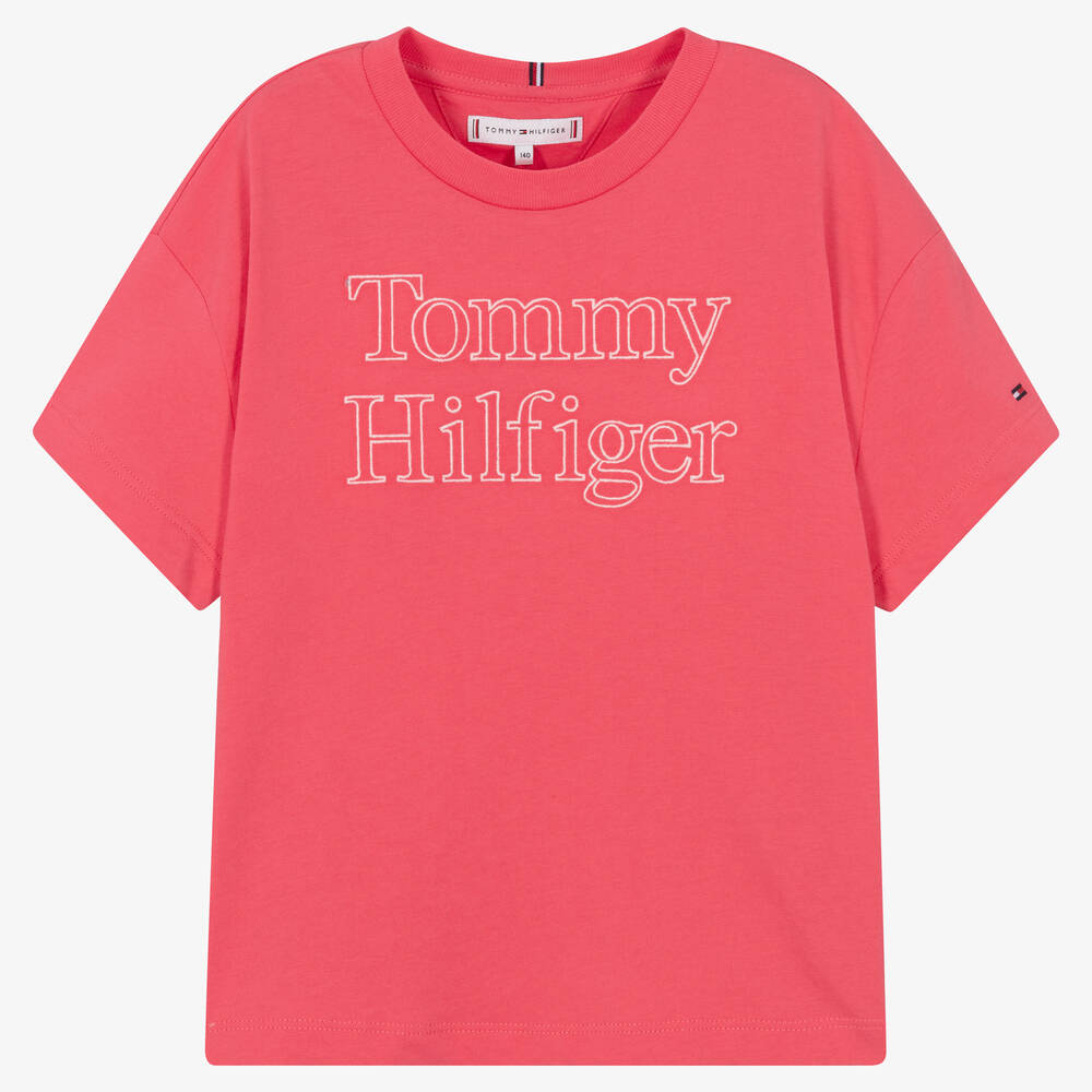 Tommy Hilfiger - Teen Girls Pink Cotton Logo T-Shirt | Childrensalon
