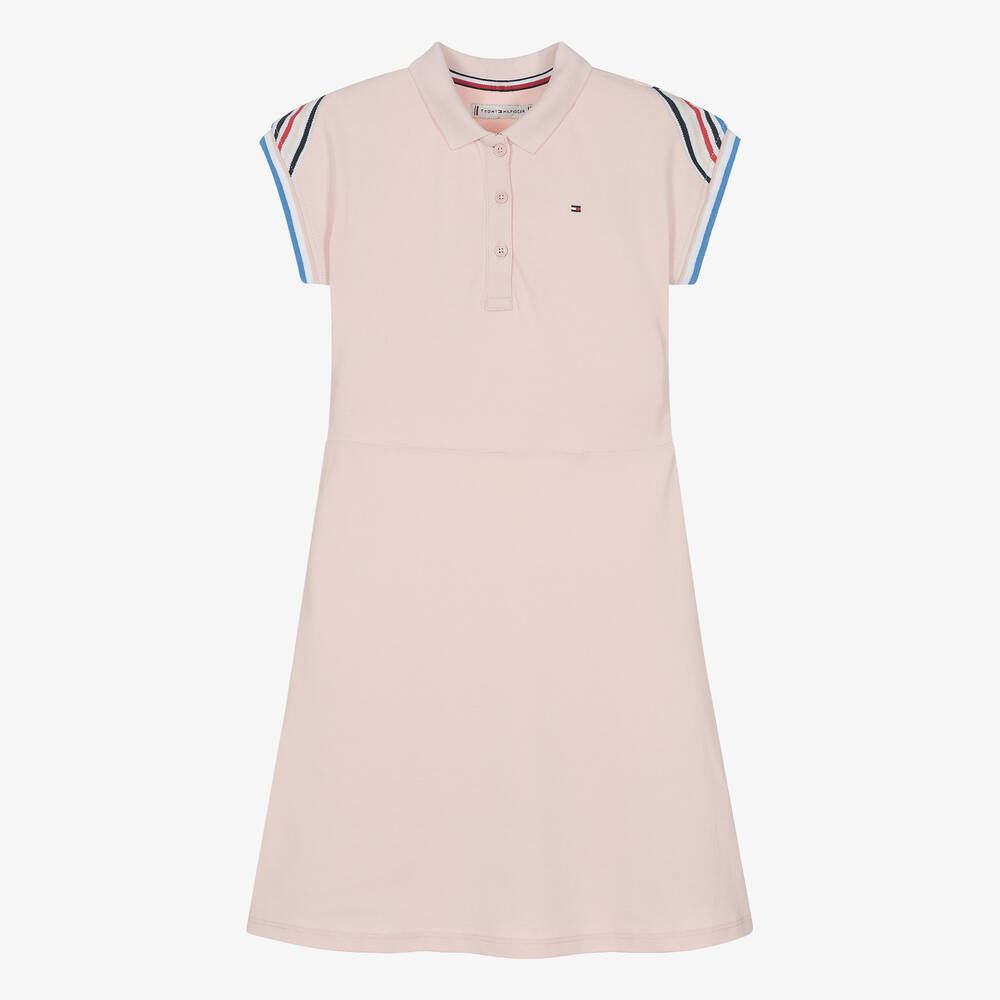 Tommy Hilfiger - Teen Girls Pink Cotton Piqué Polo Dress | Childrensalon