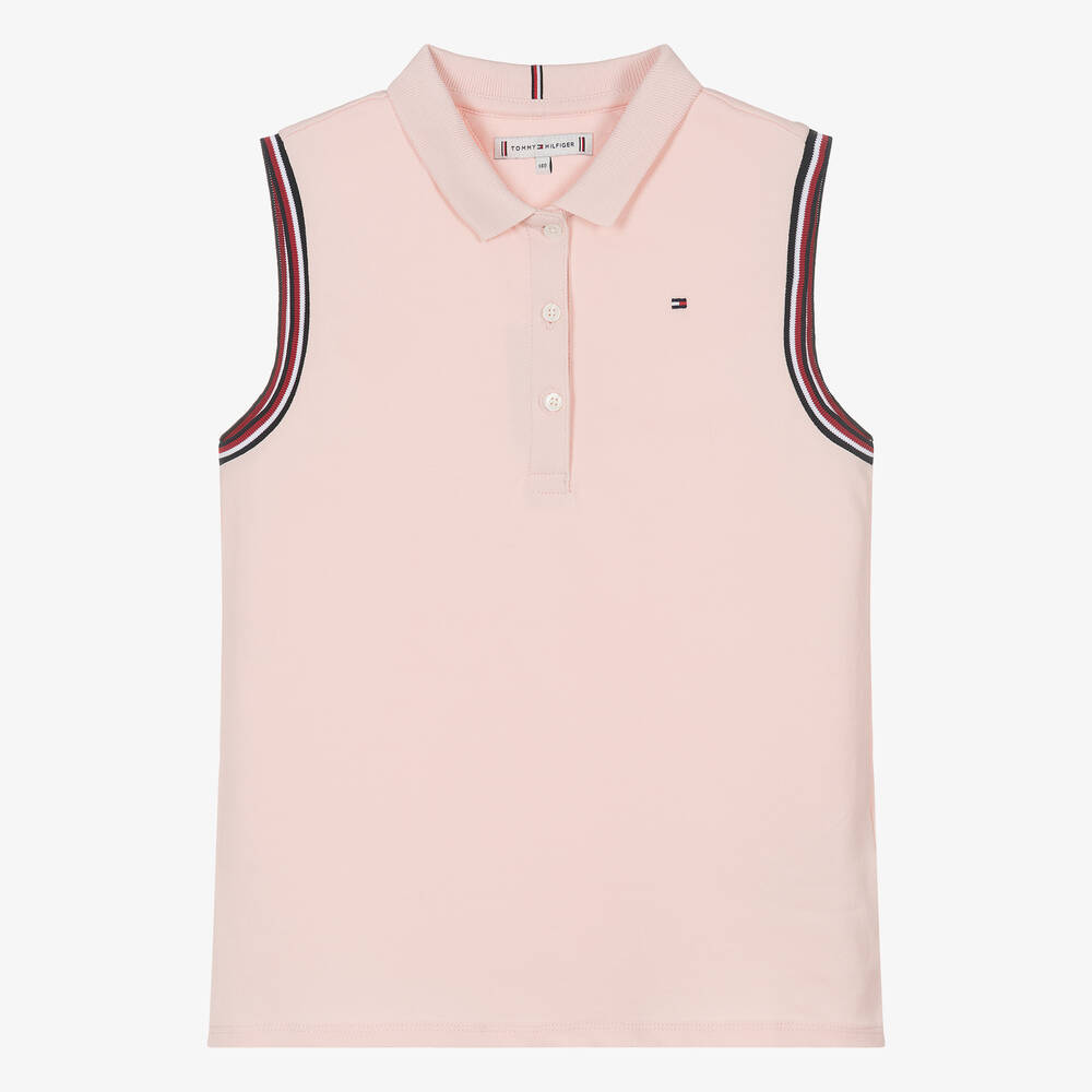 Tommy Hilfiger - Teen Girls Pink Cotton Polo Shirt | Childrensalon