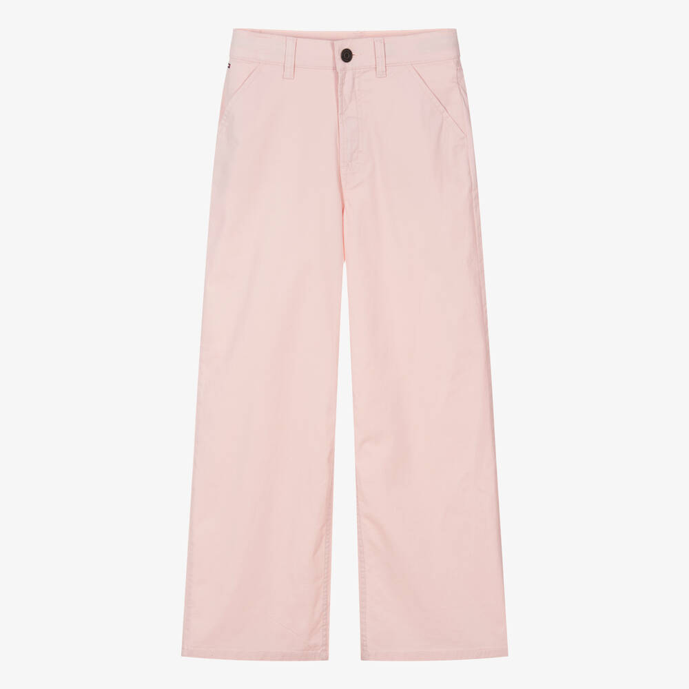 Tommy Hilfiger - Широкие розовые брюки чинос из хлопка для девочек-подростков | Childrensalon