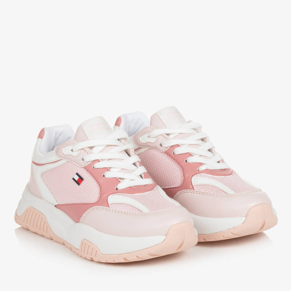 Tommy Hilfiger - Teen Girls Pink Faux Leather Trainers | Childrensalon