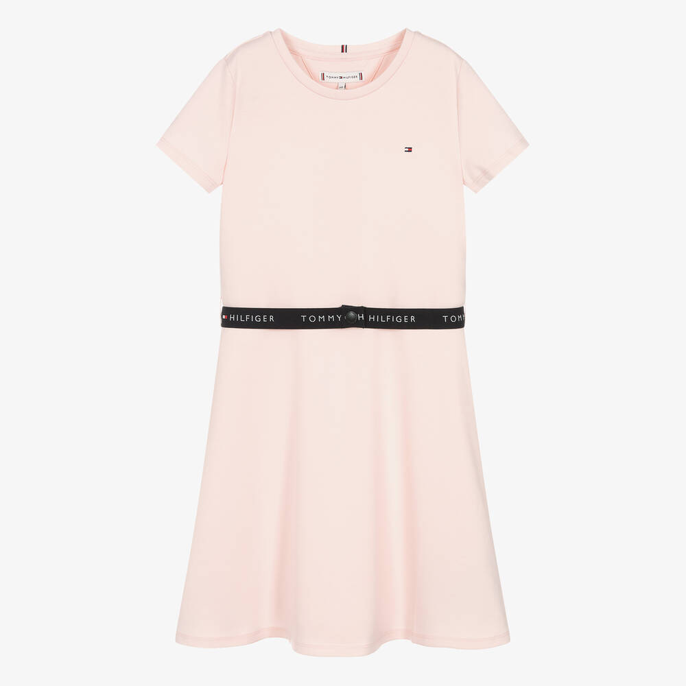 Tommy Hilfiger - Розовое платье из джерси с поясом для подростков | Childrensalon