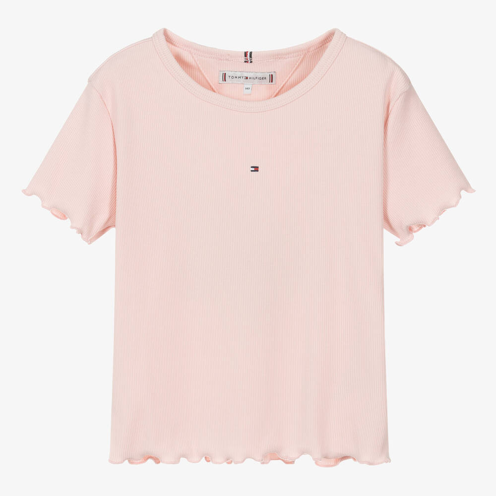 Tommy Hilfiger - Teen Girls Pink Ribbed Cotton T-Shirt | Childrensalon