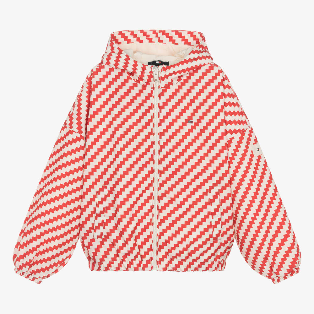 Tommy Hilfiger Teen Girls Red & Ivory Windbreaker Jacket