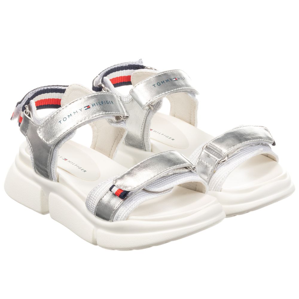 Tommy Hilfiger Teen Girls Silver Sandals In White