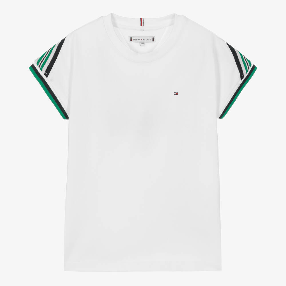 Shop Tommy Hilfiger Teen Girls White Cotton T-shirt