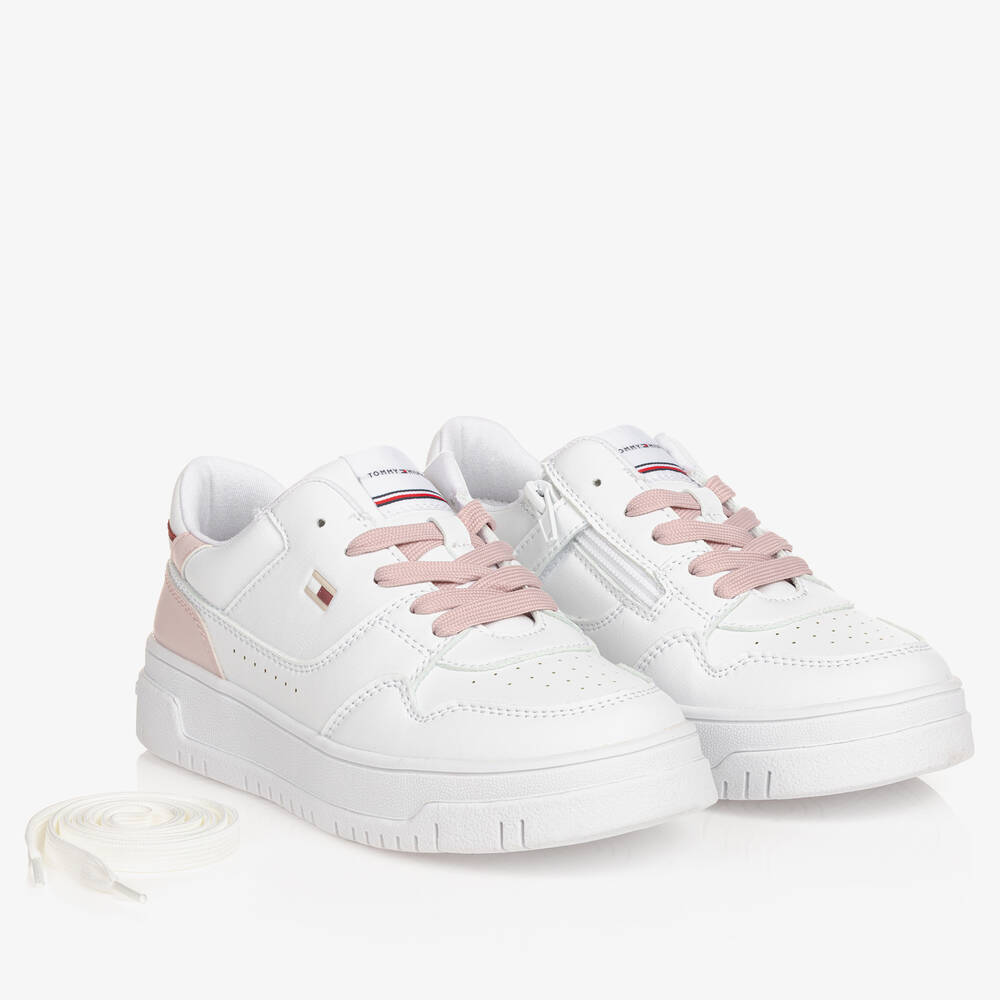 Tommy Hilfiger - Teen Girls White Faux Leather Trainers | Childrensalon