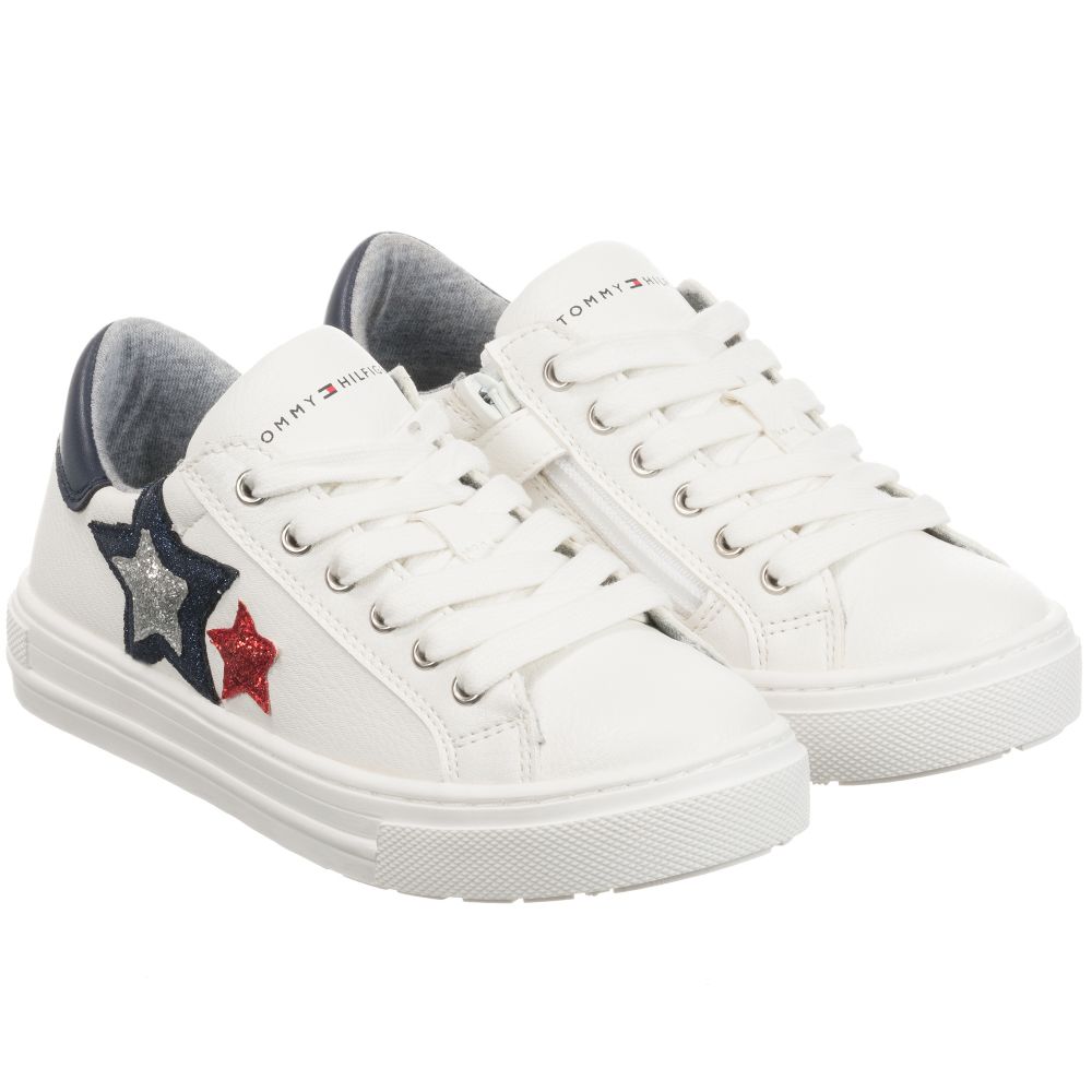 Tommy Hilfiger Teen Girls White Logo Trainers In Pink