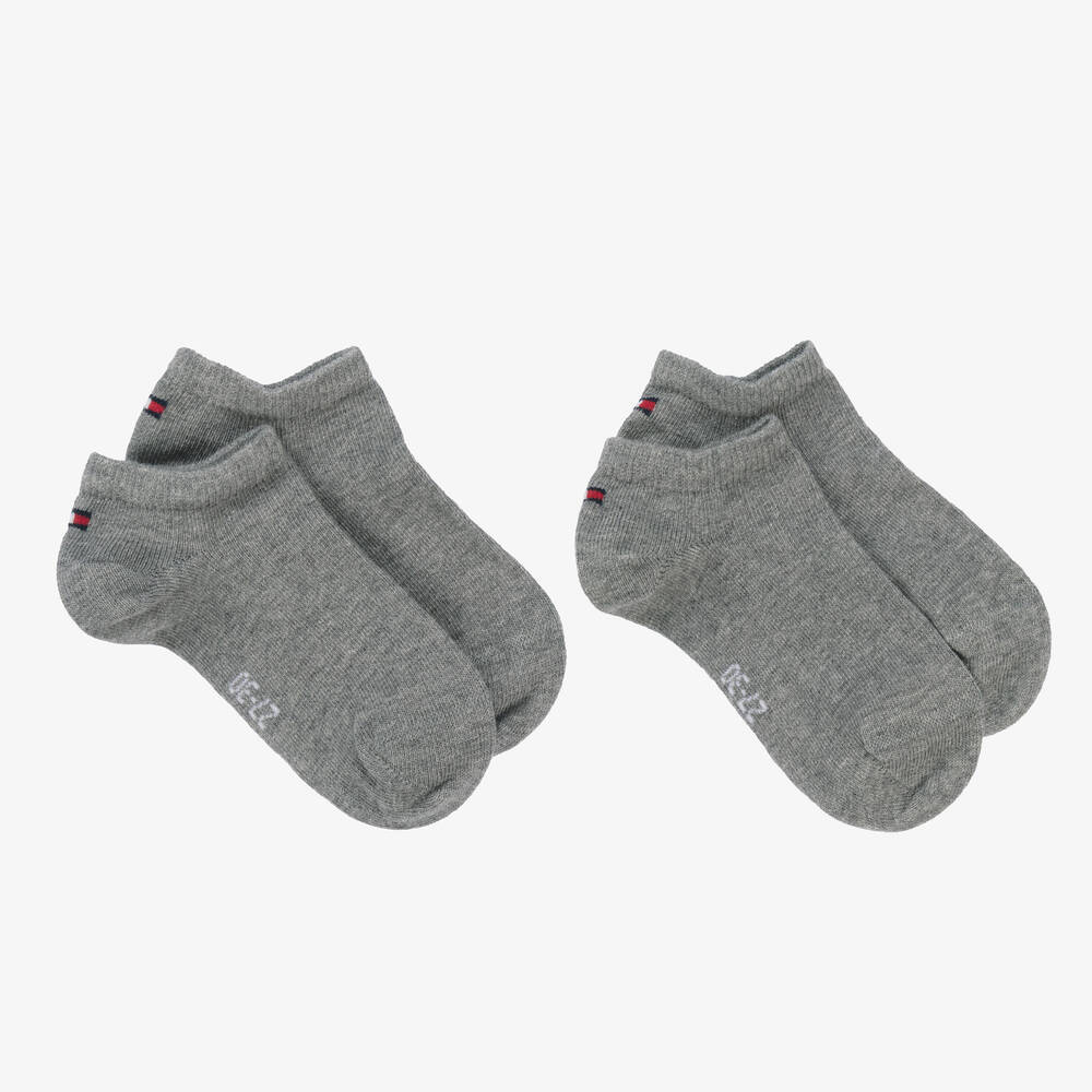 Tommy Hilfiger - Teen Grey Cotton Trainer Socks (2 Pack) | Childrensalon