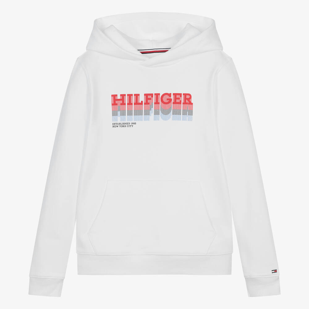Tommy Hilfiger Teen White Cotton Monotype Hoodie