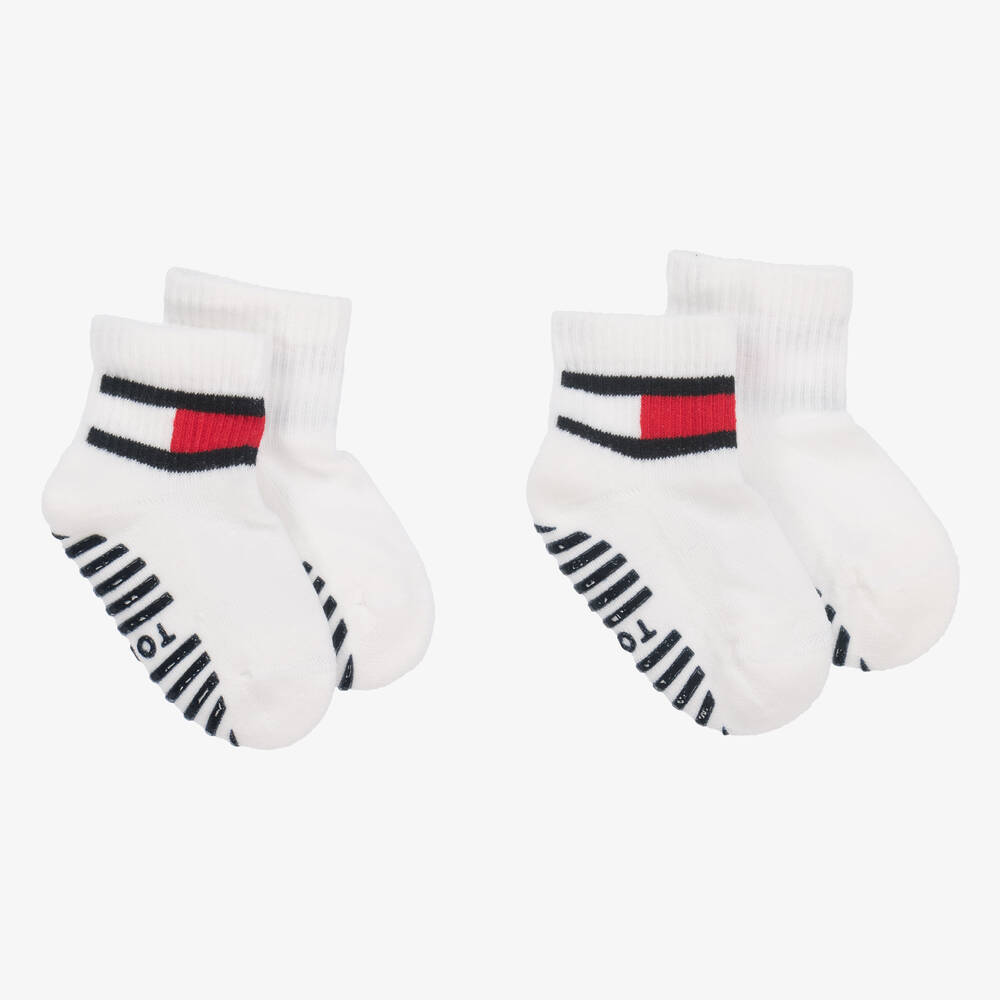 Tommy Hilfiger - White Cotton Ankle Socks (2 Pack) | Childrensalon