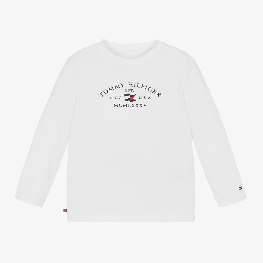 Tommy Hilfiger - White Cotton Baby Top | Childrensalon