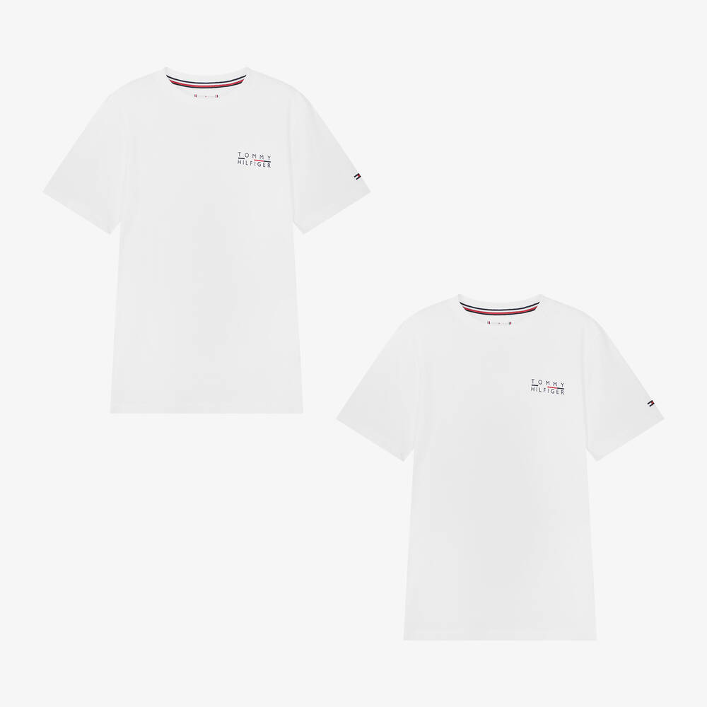 Tommy Hilfiger - White Cotton T-Shirts (2 Pack) | Childrensalon