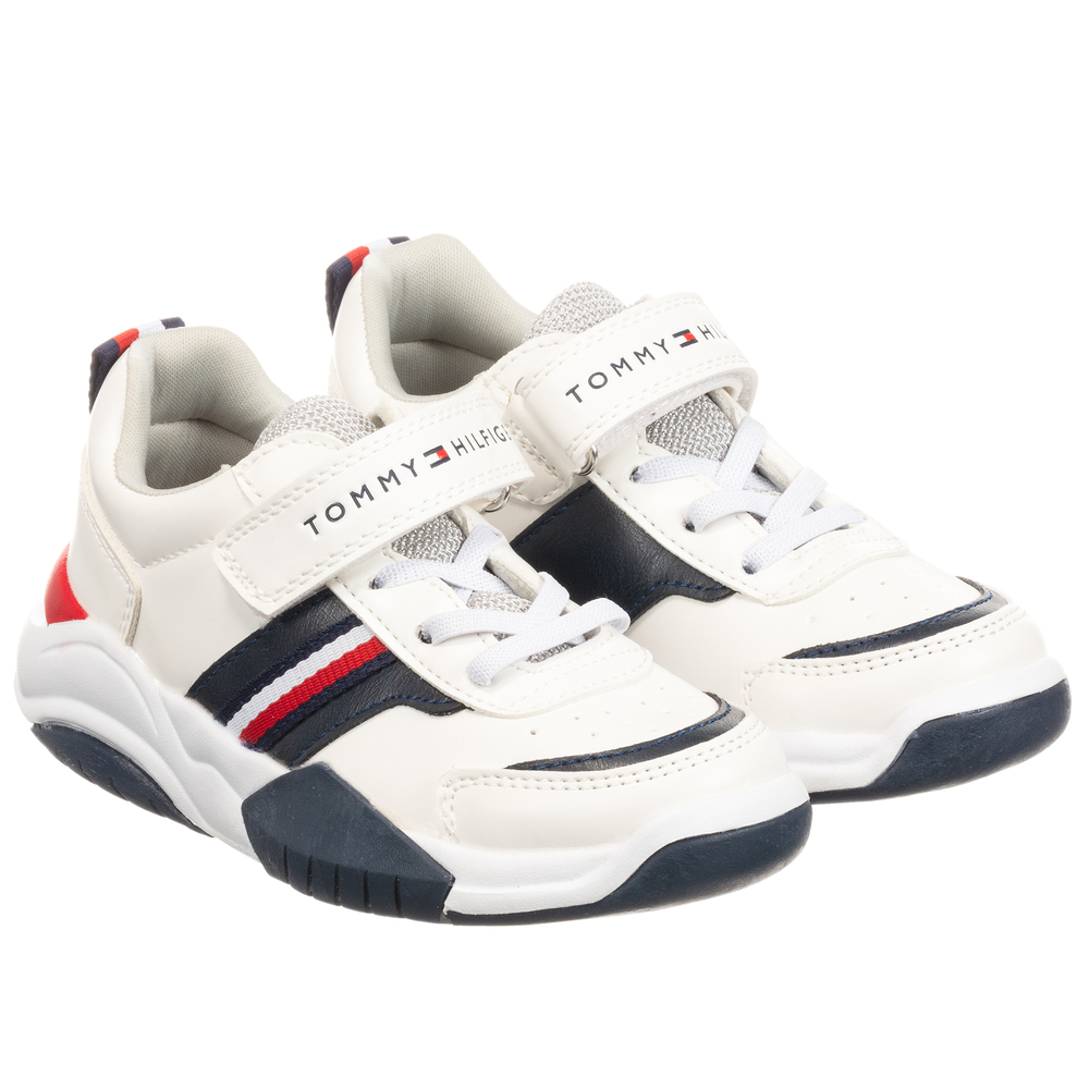 Tommy Hilfiger Kids' Boys White Faux Leather Trainers