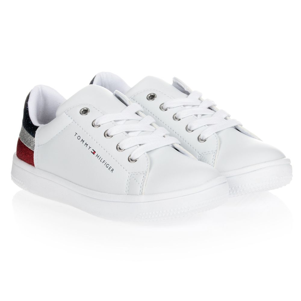 Tommy Hilfiger Kids' Girls White Faux Leather Trainers
