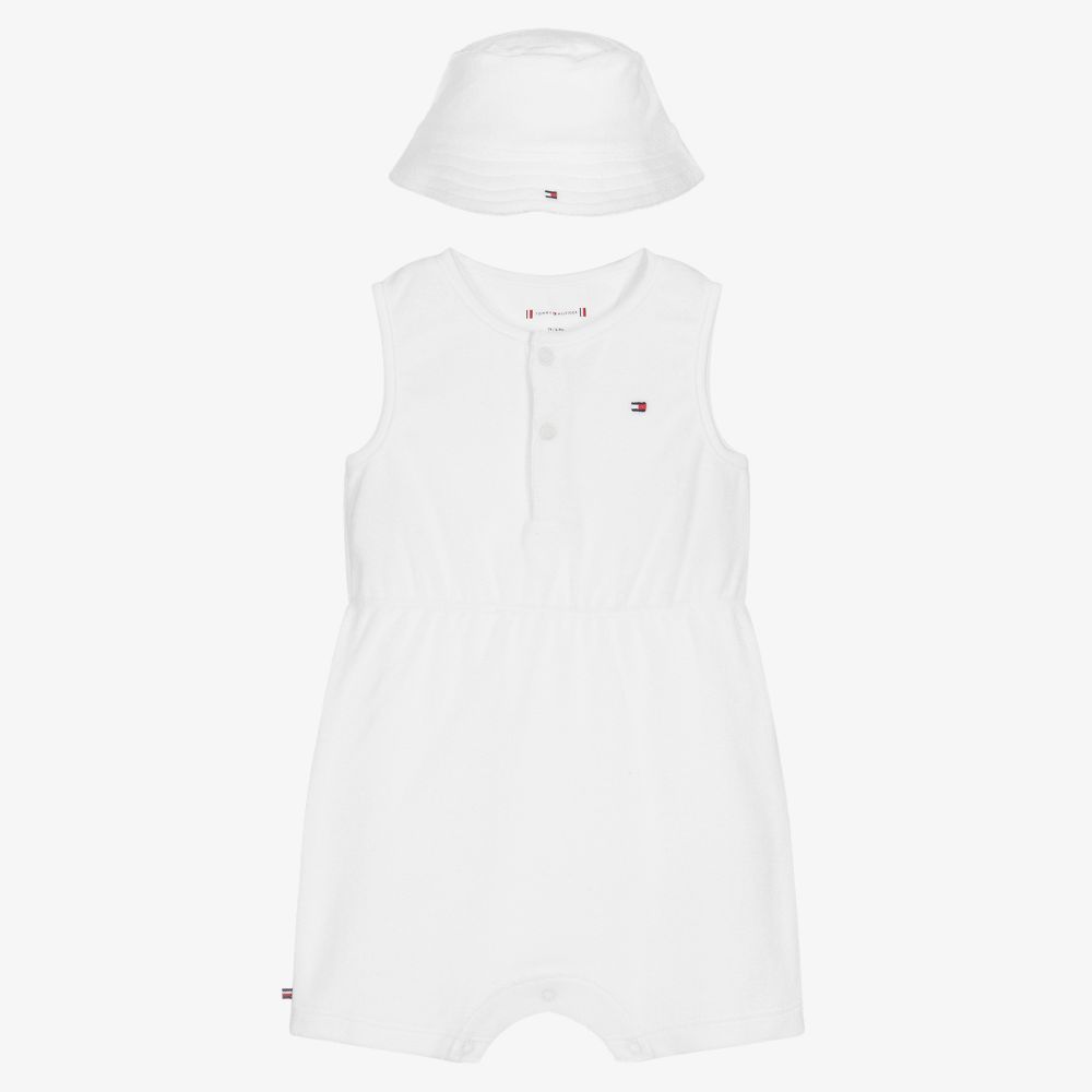 Tommy Hilfiger Babies' White Towelling Shortie Set