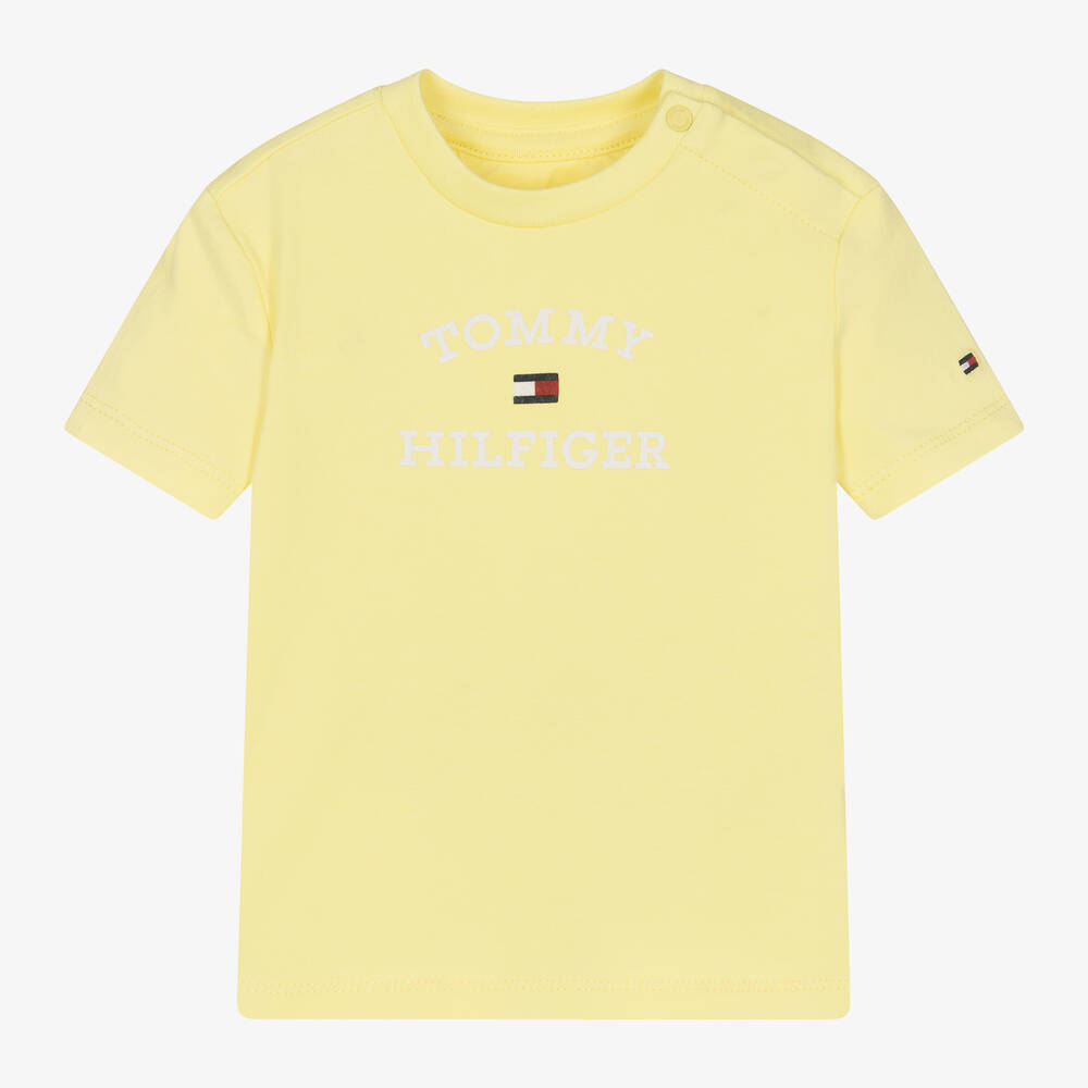 Shop Tommy Hilfiger Yellow Cotton Baby T-shirt