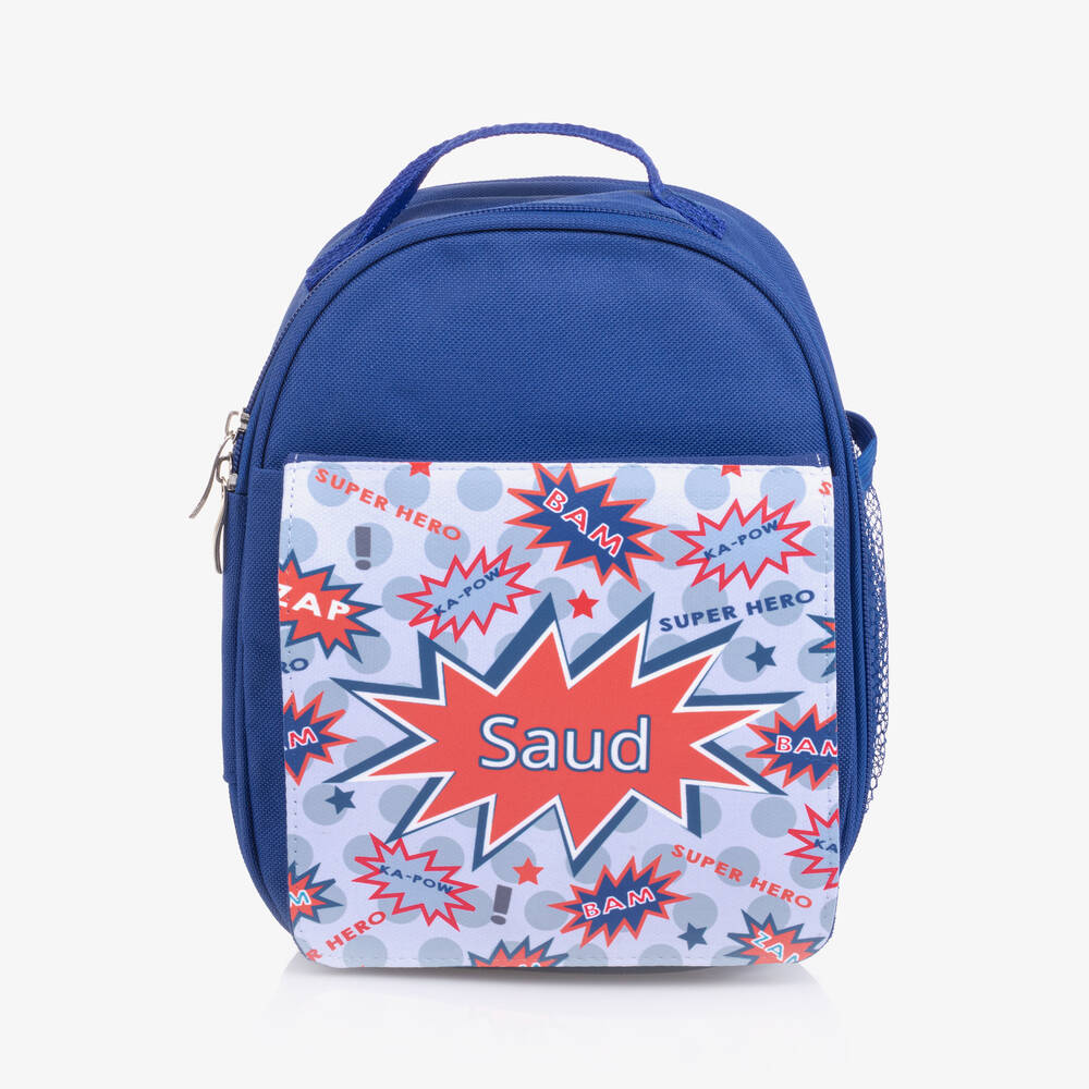 Treat Republic - Blue Personalised Superhero Lunch Bag (24cm) | Childrensalon