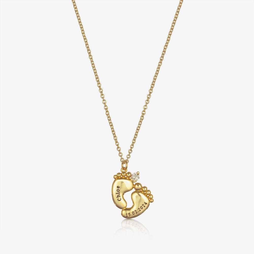 Treat Republic - Personalised 18ct Gold Plated Baby Feet Necklace | Childrensalon