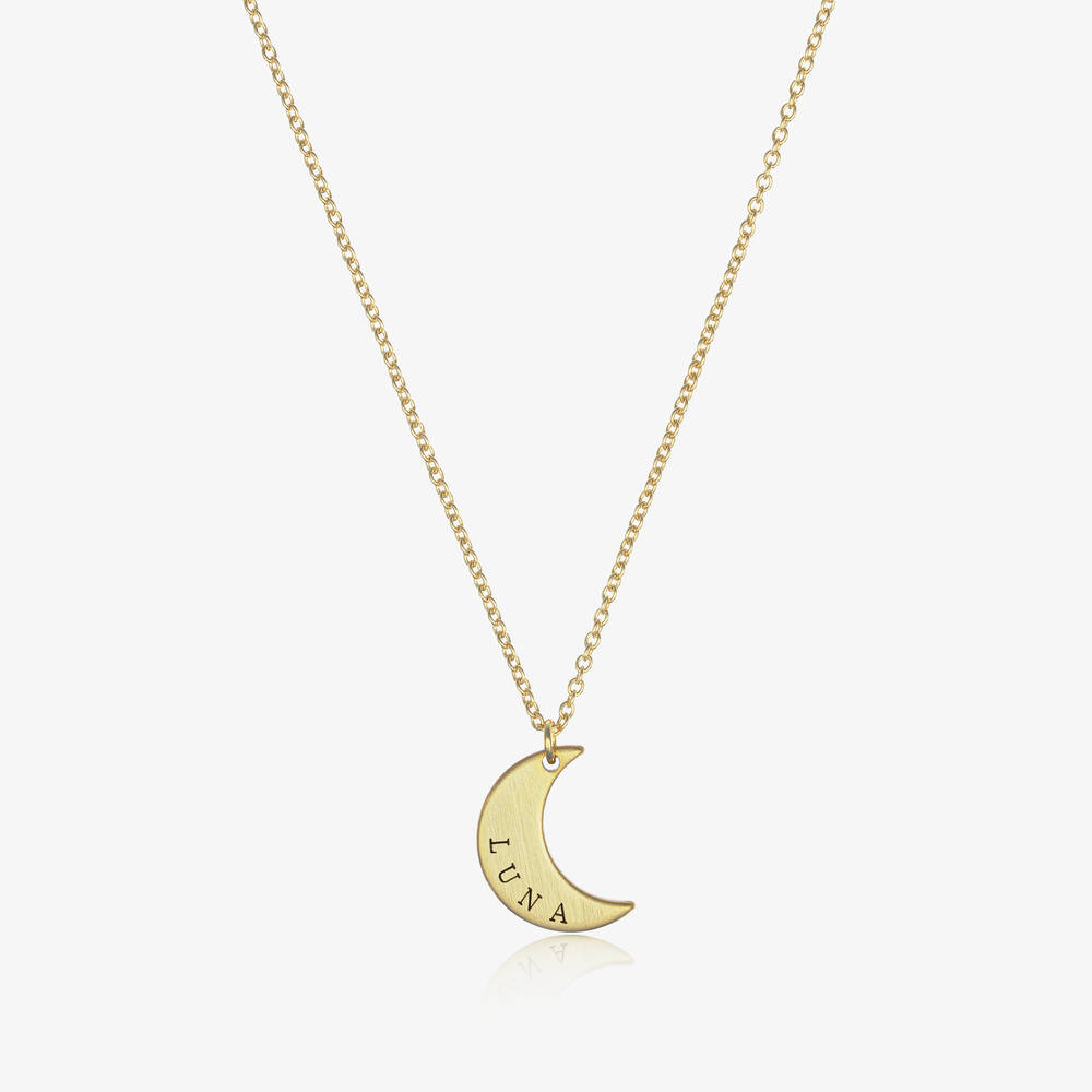 Treat Republic - Personalised Gold Plated Moon Necklace (46cm) | Childrensalon