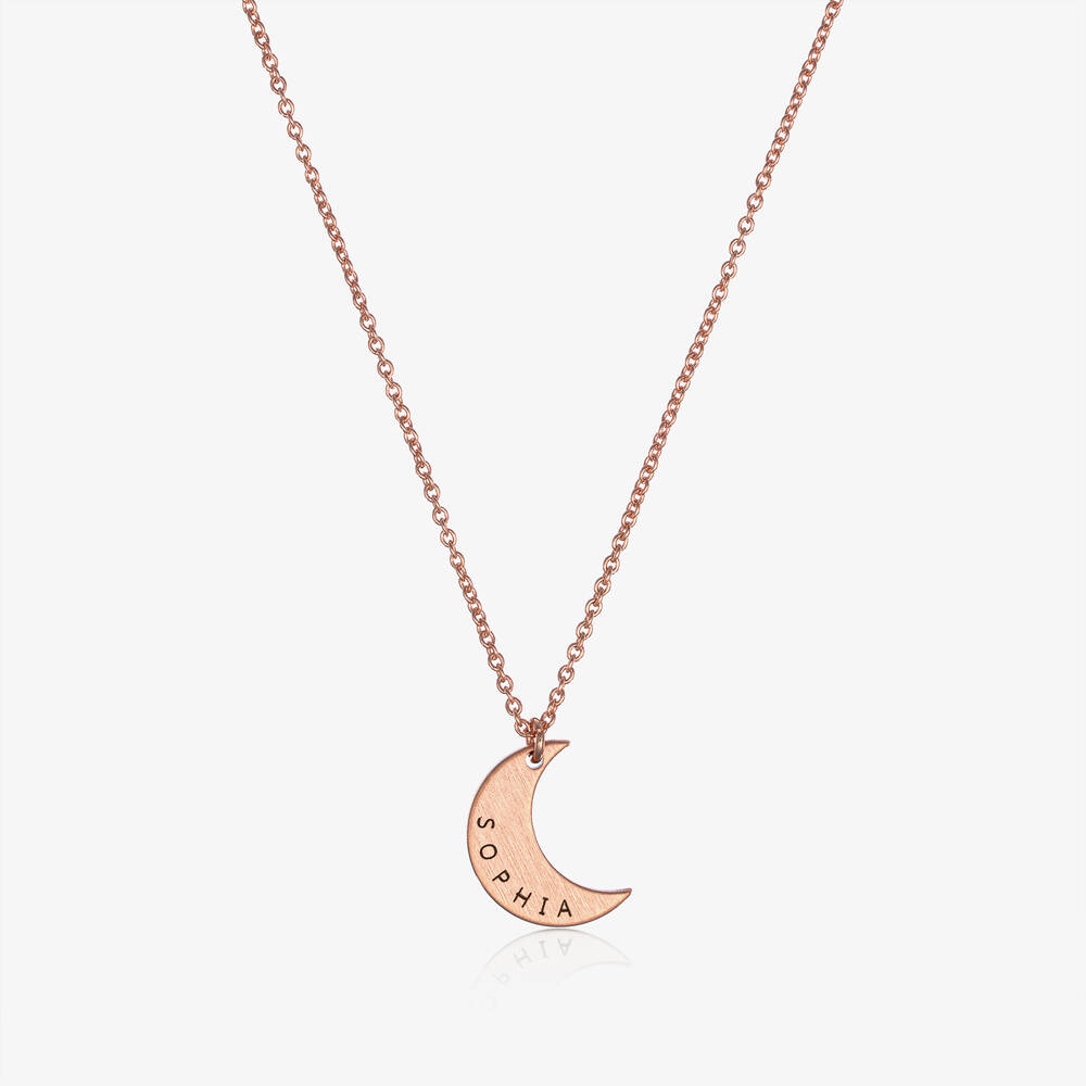 Treat Republic Kids' Girls Personalised Rose Gold Plated Moon Necklace