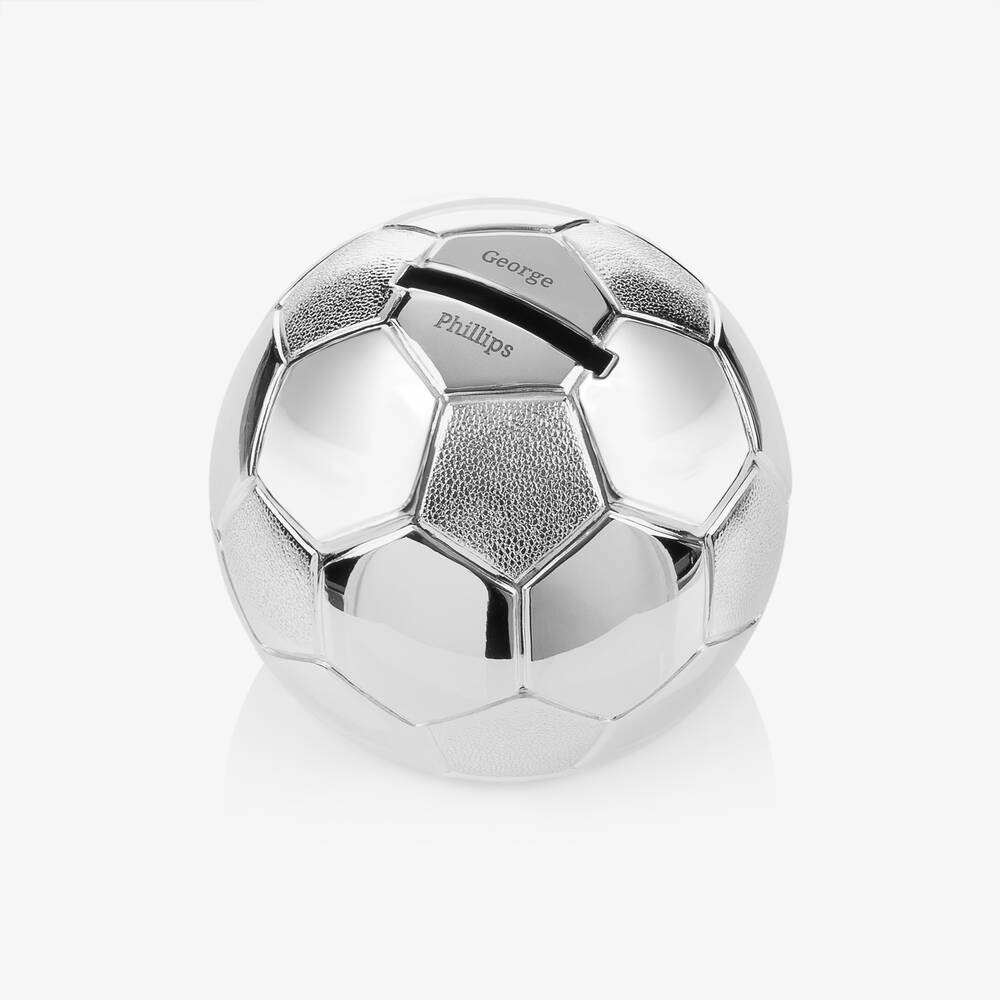Treat Republic - Personalised Silver Football Money Box (10cm) | Childrensalon