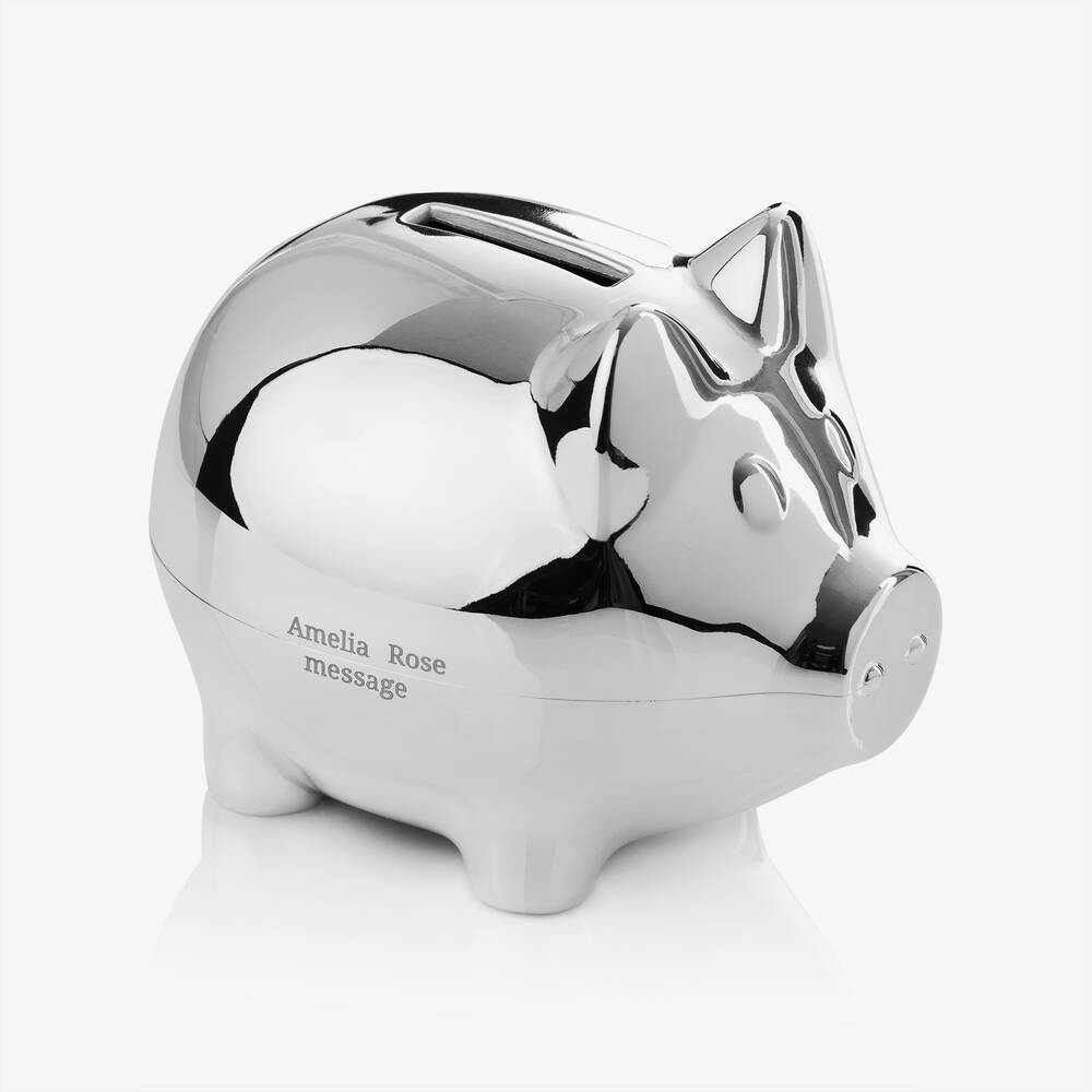 Treat Republic - Personalised Silver Money Box (12cm) | Childrensalon