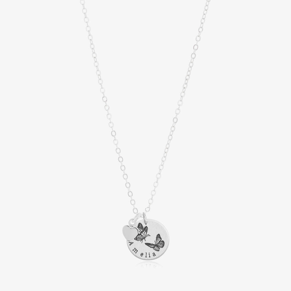 Treat Republic - Personalised Silver Plated Butterfly Necklace (47cm) | Childrensalon