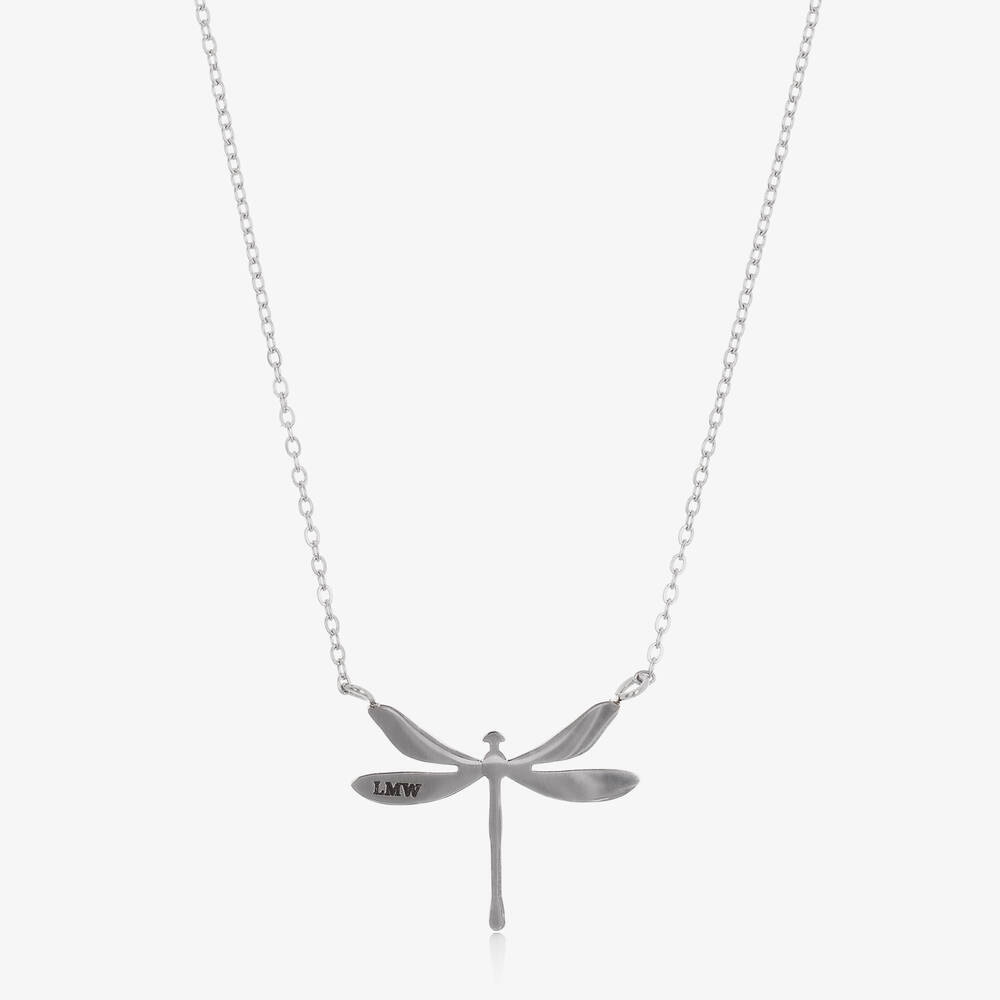 Treat Republic - Personalised Silver Plated Dragonfly Necklace (46cm) | Childrensalon