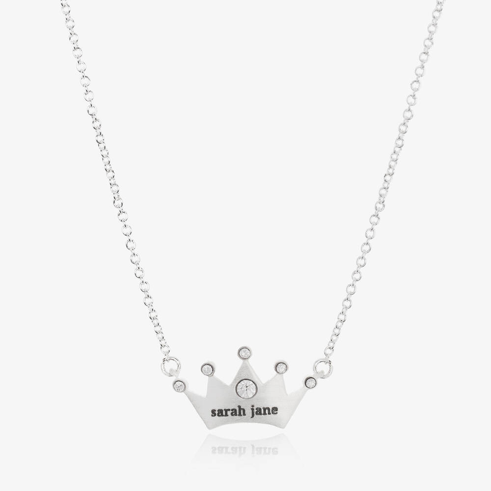 Treat Republic-Personalised Silver Plated Princess Necklace (49cm) | Childrensalon